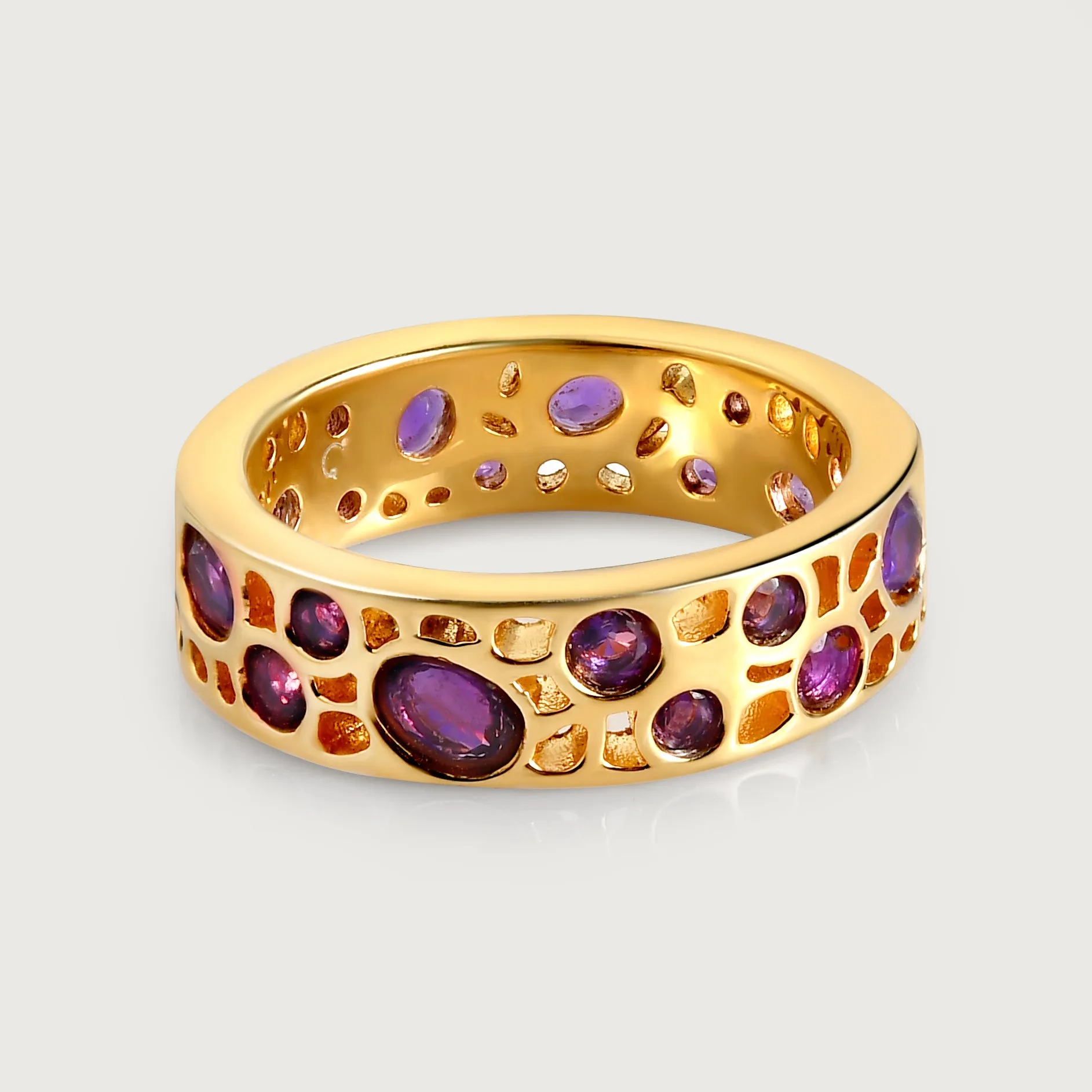 Amethyst Lattice Band Ring   Lattice Eternity Necklace with Amethyst