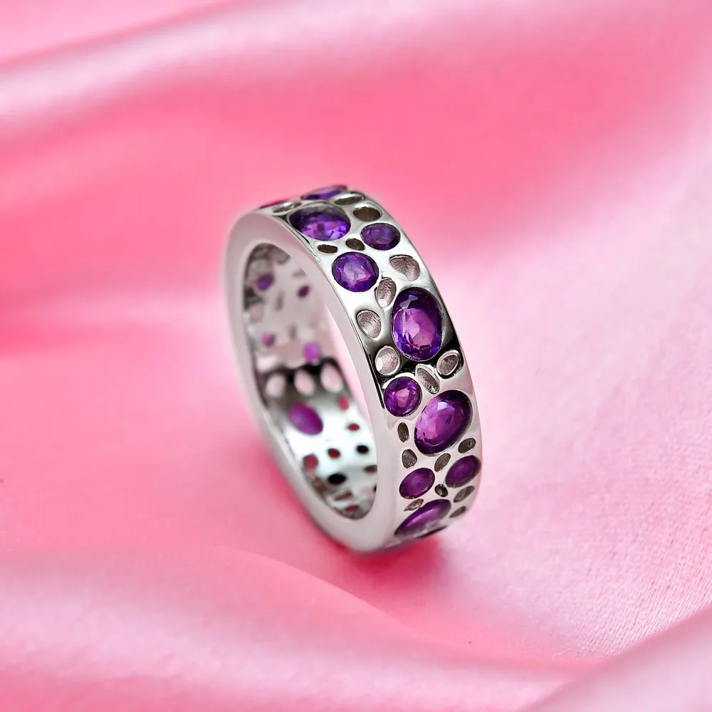 Amethyst Lattice Band Ring   Lattice Eternity Necklace with Amethyst