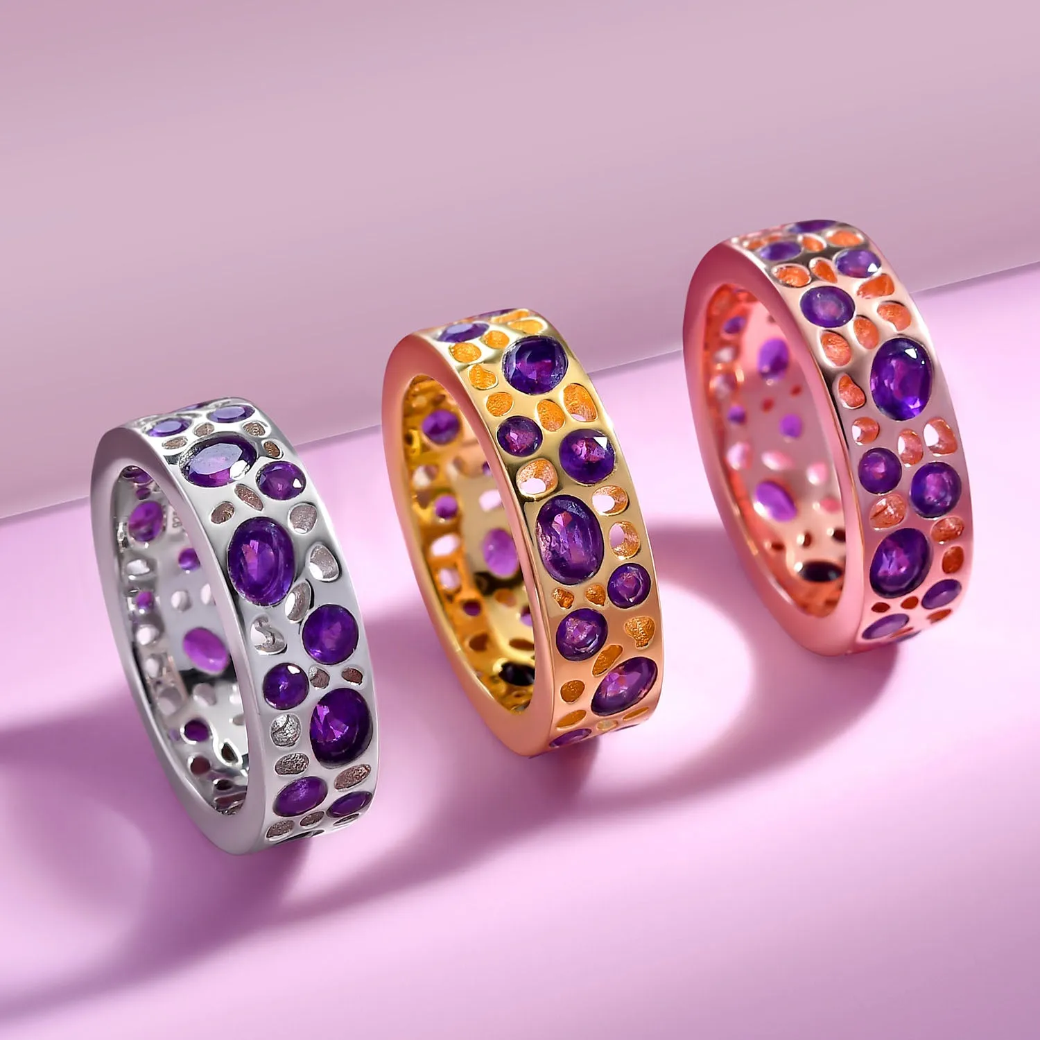 Amethyst Lattice Band Ring   Lattice Eternity Necklace with Amethyst