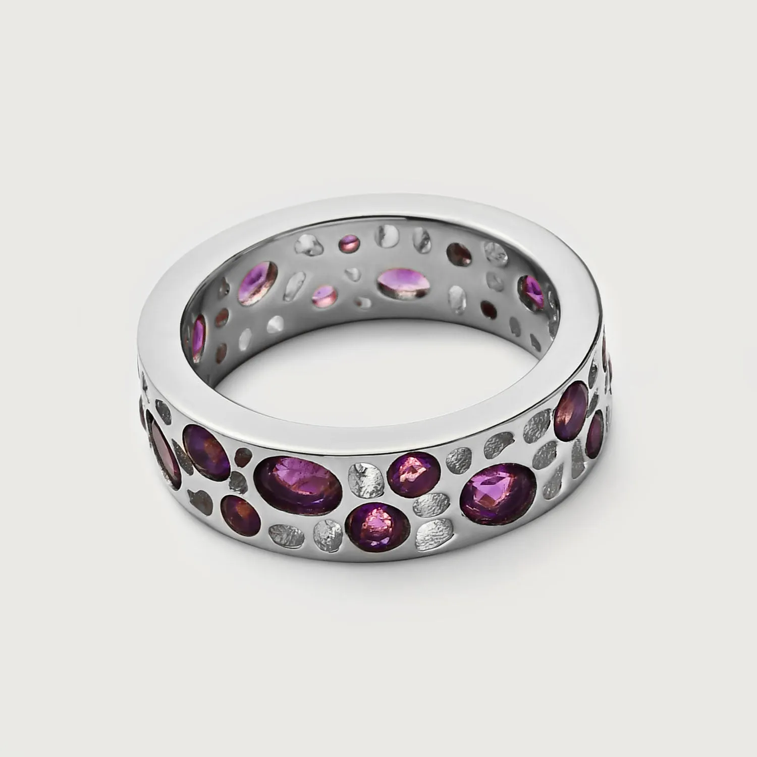 Amethyst Lattice Band Ring   Lattice Eternity Necklace with Amethyst