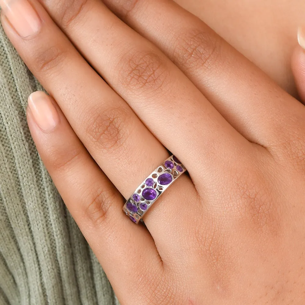 Amethyst Lattice Band Ring   Lattice Eternity Necklace with Amethyst
