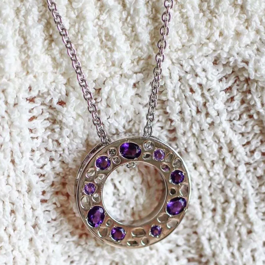 Amethyst Lattice Band Ring   Lattice Eternity Necklace with Amethyst