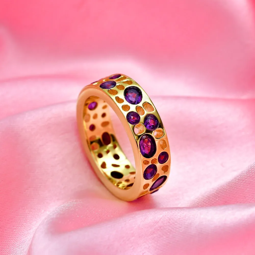 Amethyst Lattice Band Ring   Lattice Eternity Necklace with Amethyst
