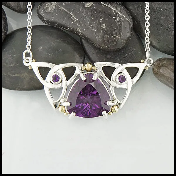 Amethyst Trinity Bar Necklace