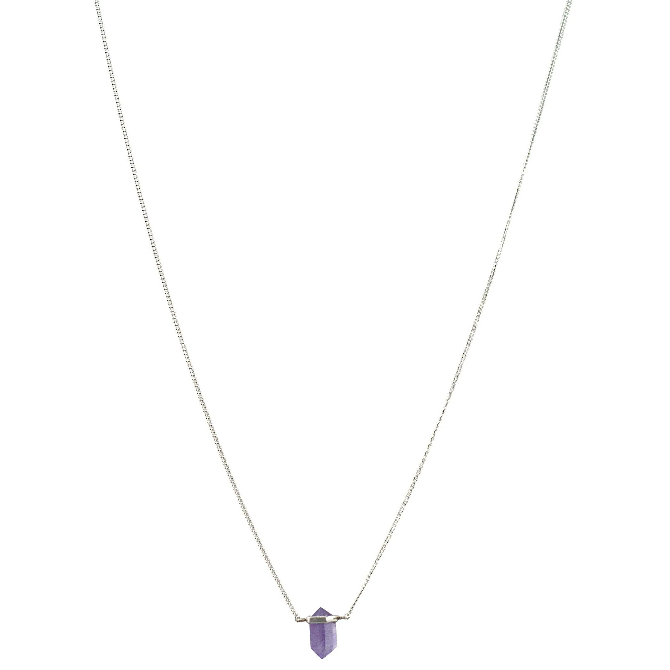 Amethyst with Silver Wrap  Necklace