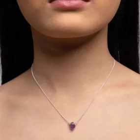 Amethyst with Silver Wrap  Necklace