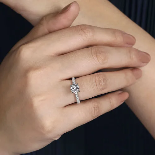 Amira - 14K White Gold Round Diamond Engagement Ring