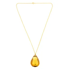 Antique Citrine Briolette Pendant Necklace