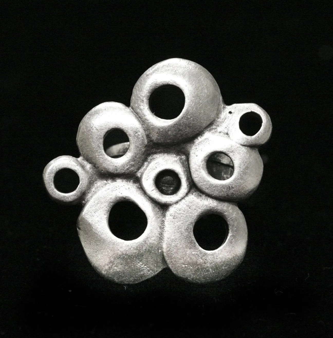 Antique Pewter Pod Adjustable Ring