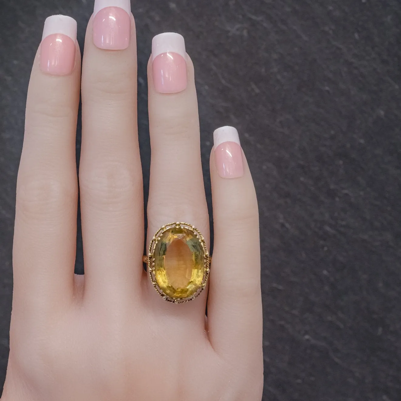 Antique Victorian 12Ct Citrine Ring 9Ct Gold Circa 1900