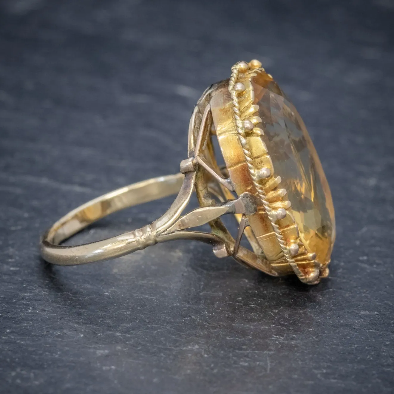 Antique Victorian 12Ct Citrine Ring 9Ct Gold Circa 1900