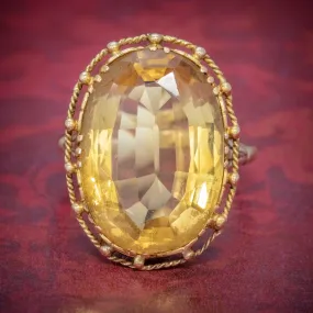Antique Victorian 12Ct Citrine Ring 9Ct Gold Circa 1900