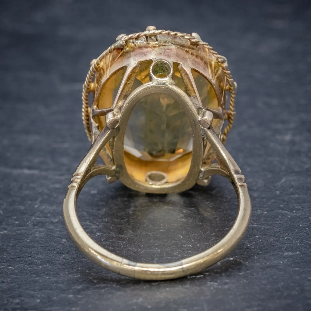 Antique Victorian 12Ct Citrine Ring 9Ct Gold Circa 1900