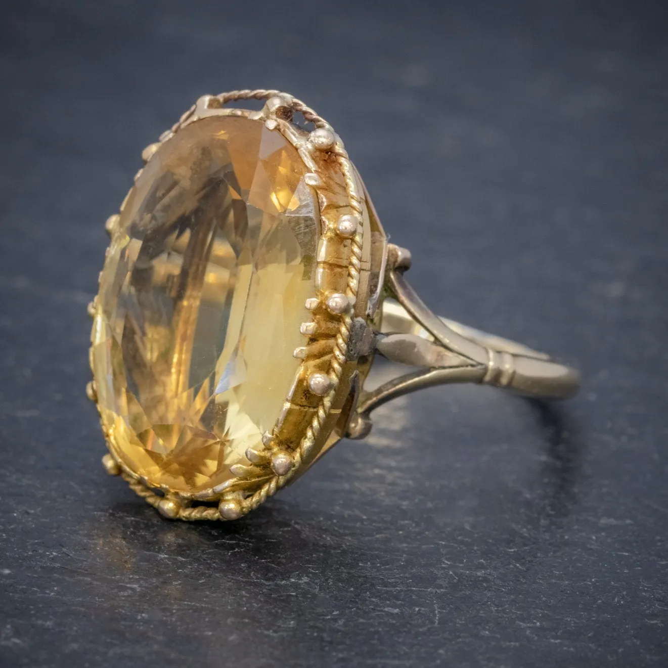 Antique Victorian 12Ct Citrine Ring 9Ct Gold Circa 1900