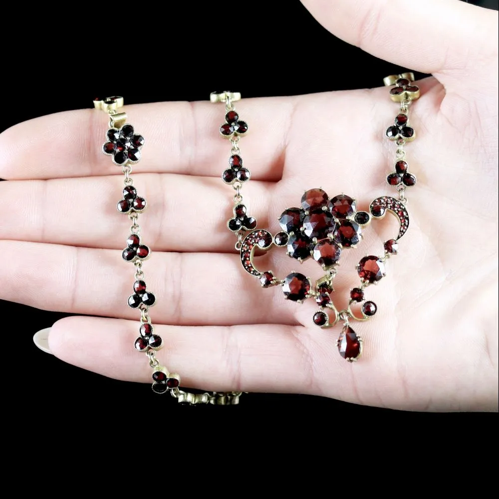 Antique Victorian Garnet Necklace Circa 1880