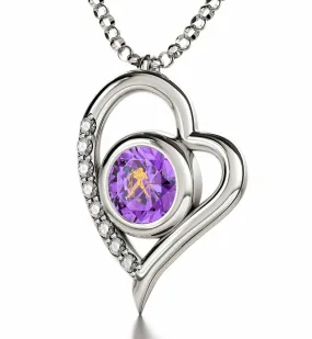 Aquarius Sign, 925 Sterling Silver Necklace, Swarovski