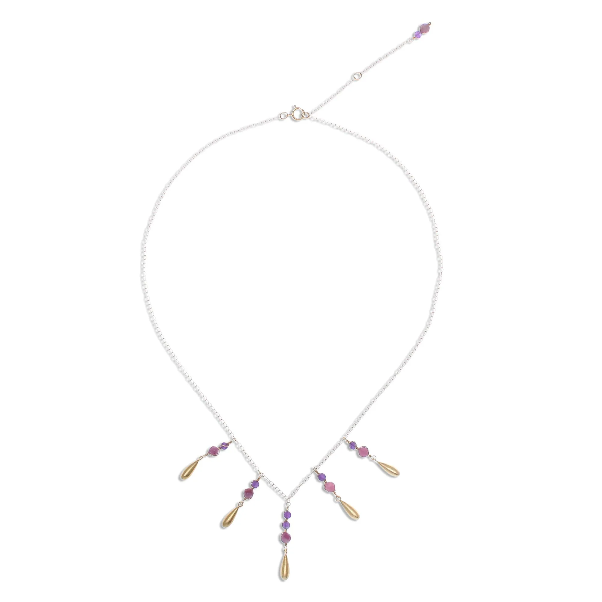 Aria Tourmaline and Amethyst Pendant Waterfall Necklace