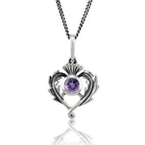 Art Nouveau Stil Amethyst Halskette in 925 Sterling Silber