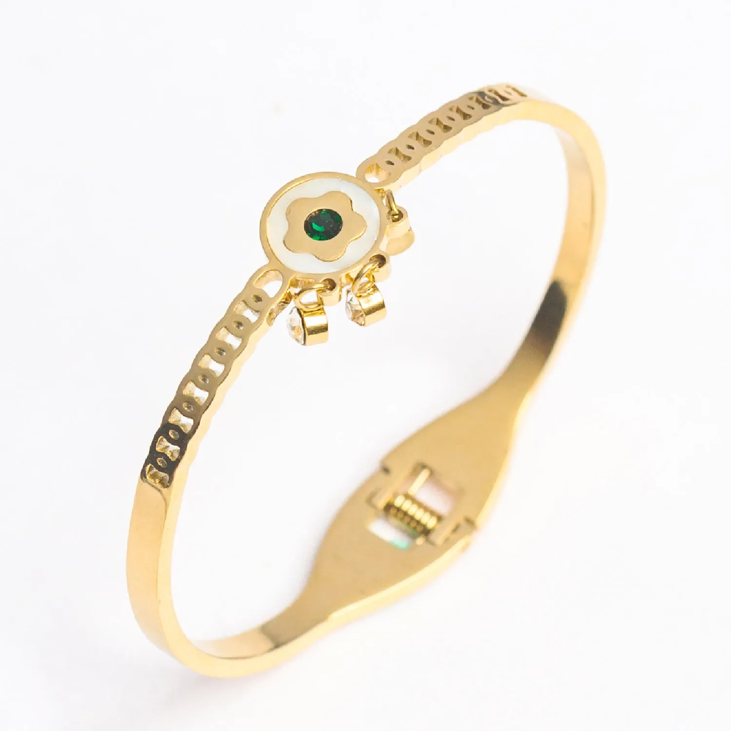 Artklim Stylish Gold Plated Floral Bangle Bracelet