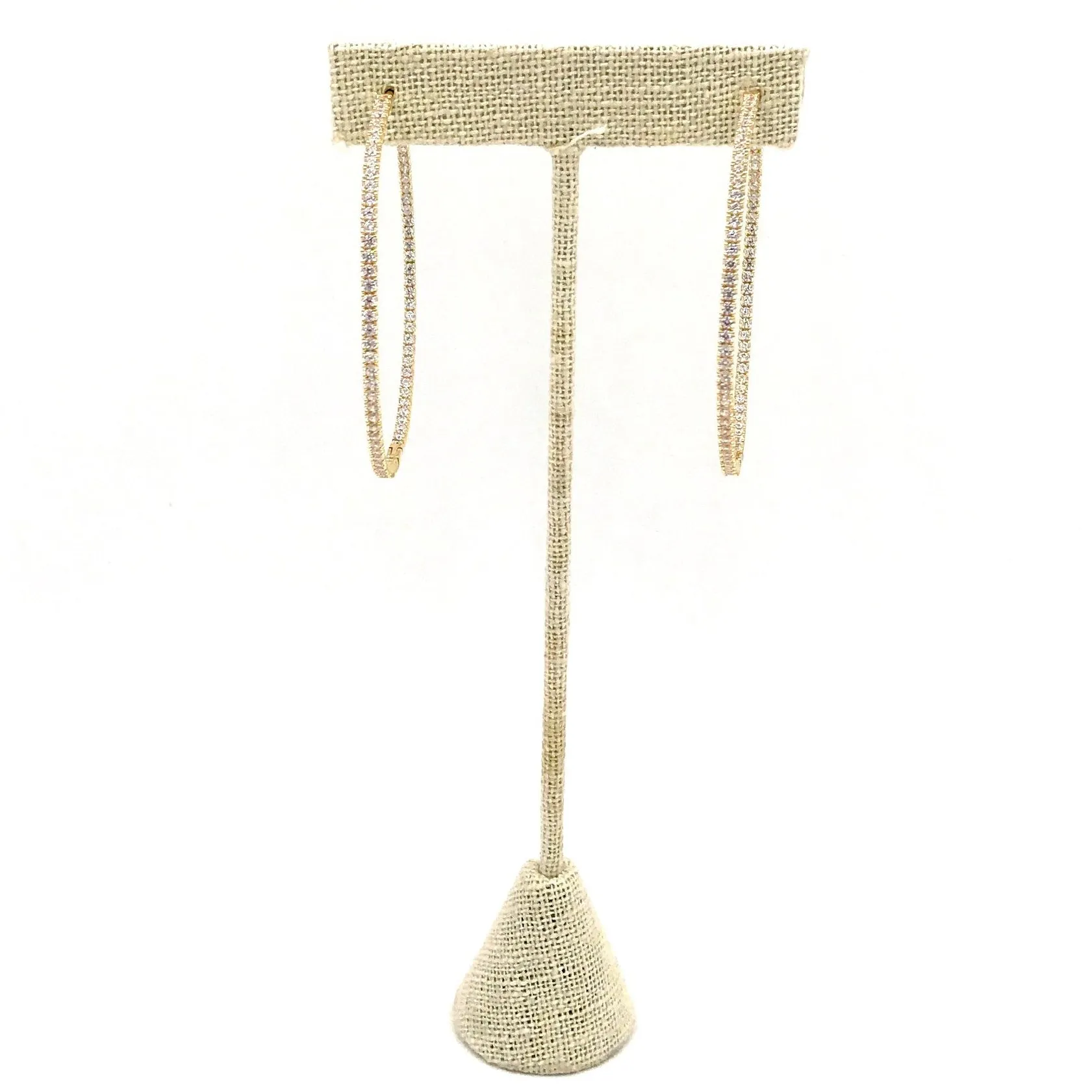 Ashley Gold Sterling Silver Gold Plated Hoop Earrings With CZ's