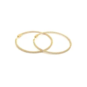 Ashley Gold Sterling Silver Gold Plated Hoop Earrings With CZ's