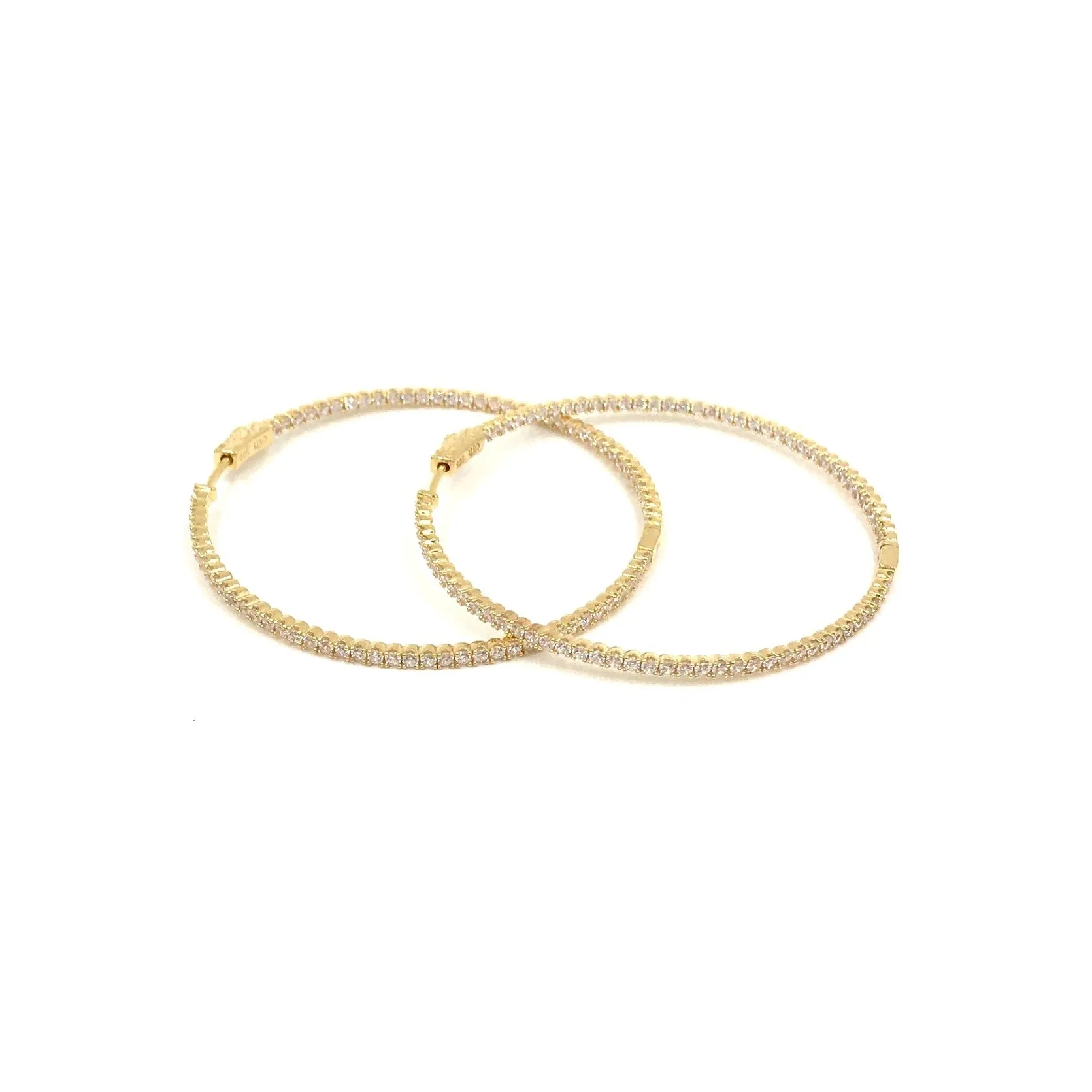 Ashley Gold Sterling Silver Gold Plated Hoop Earrings With CZ's