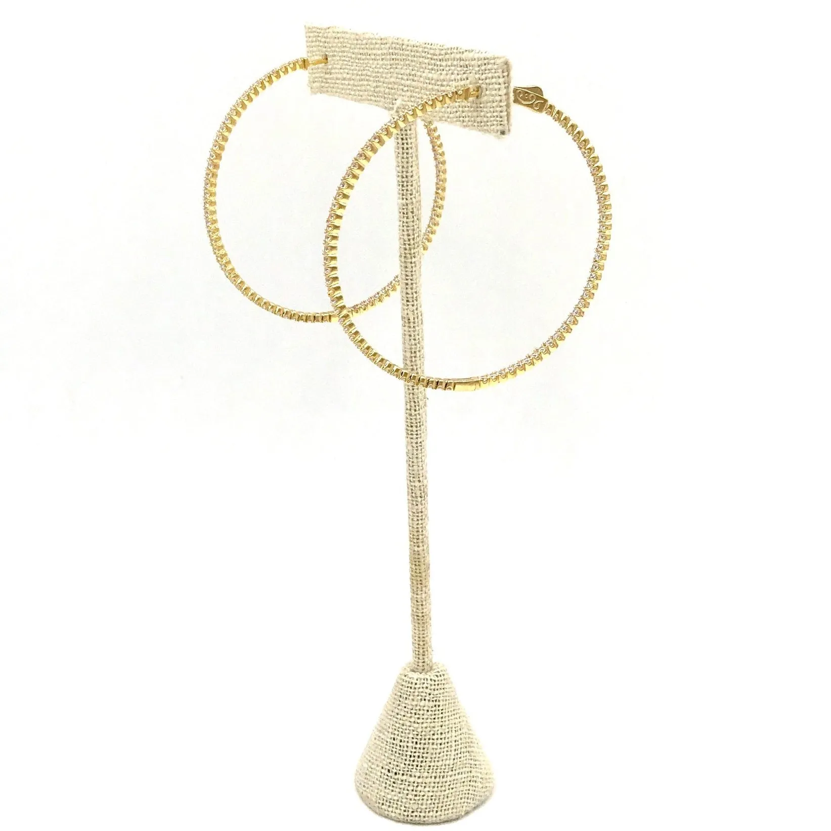 Ashley Gold Sterling Silver Gold Plated Hoop Earrings With CZ's