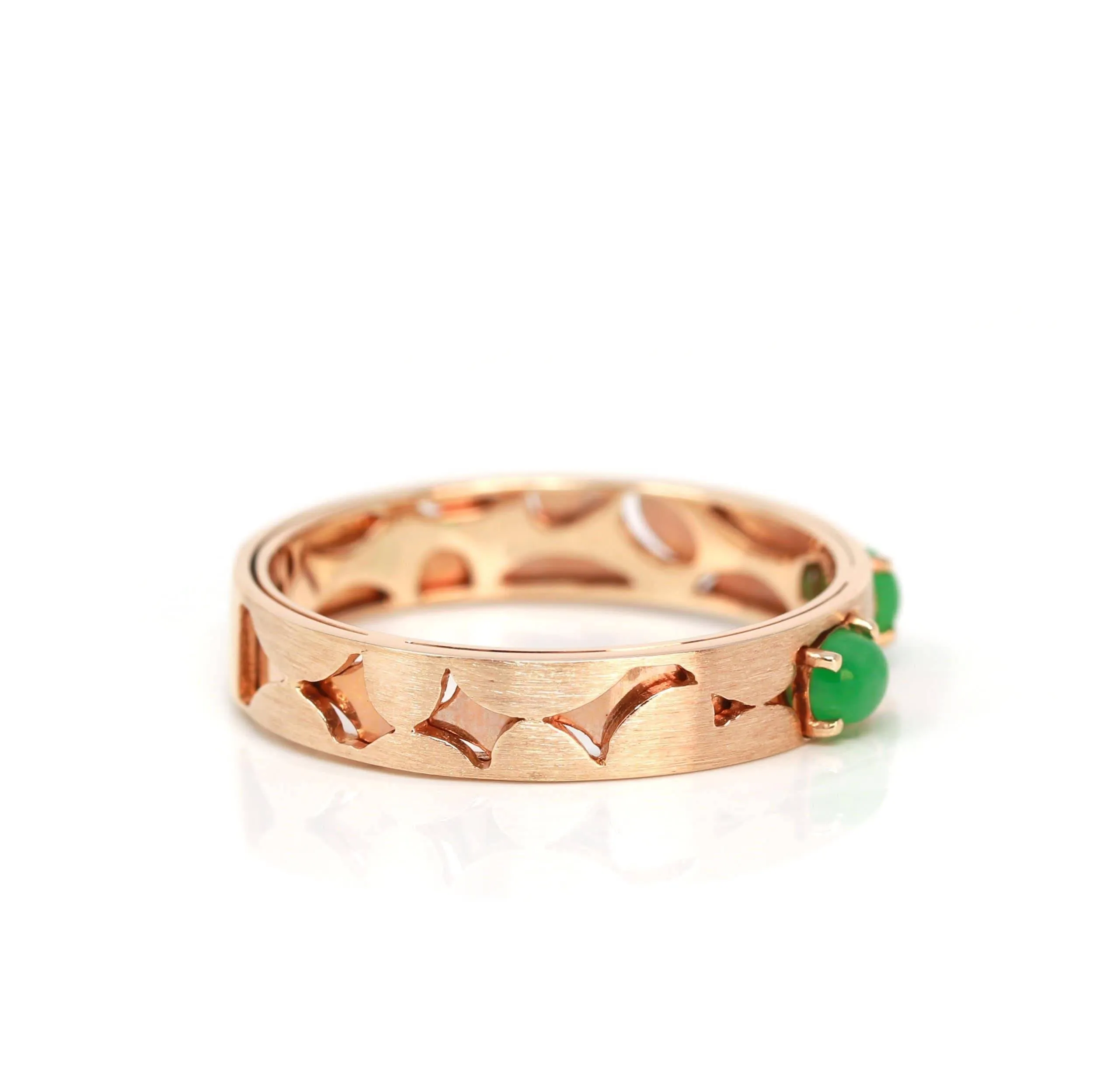 Baikalla™ "Orla" 18k Rose Gold Natural Imperial Jadeite Wedding Band