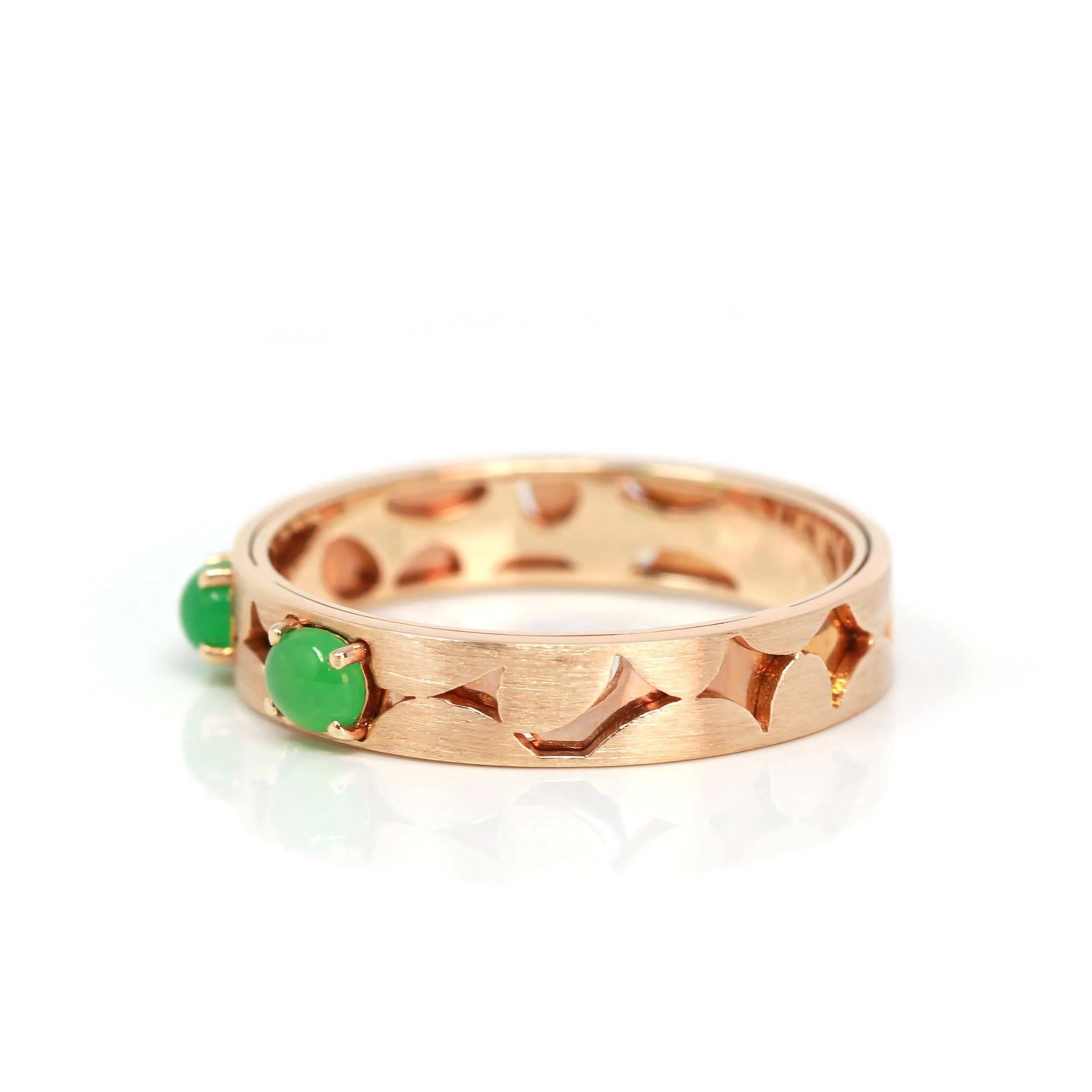 Baikalla™ "Orla" 18k Rose Gold Natural Imperial Jadeite Wedding Band
