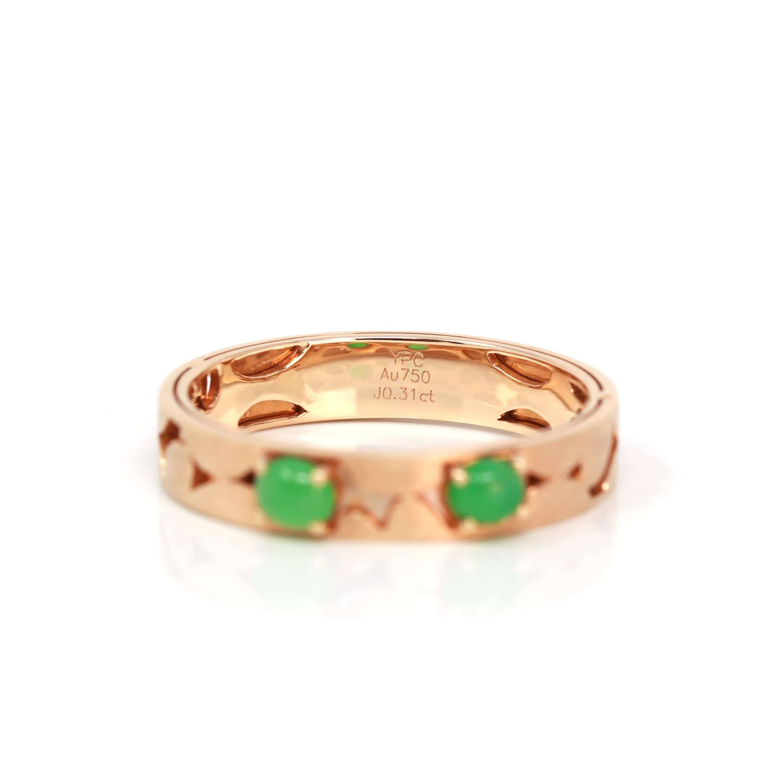 Baikalla™ "Orla" 18k Rose Gold Natural Imperial Jadeite Wedding Band