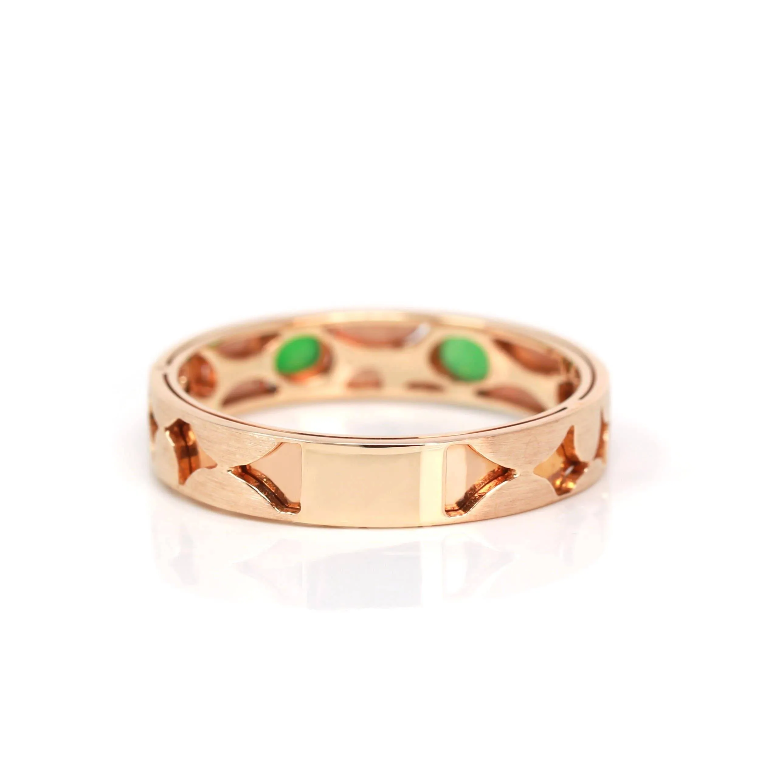 Baikalla™ "Orla" 18k Rose Gold Natural Imperial Jadeite Wedding Band