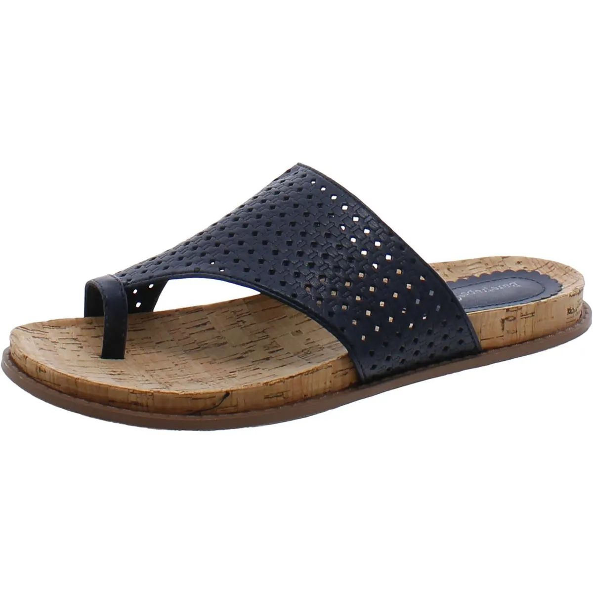 Baretraps Womens Dallyce Faux Leather Toe Ring Slide Sandals