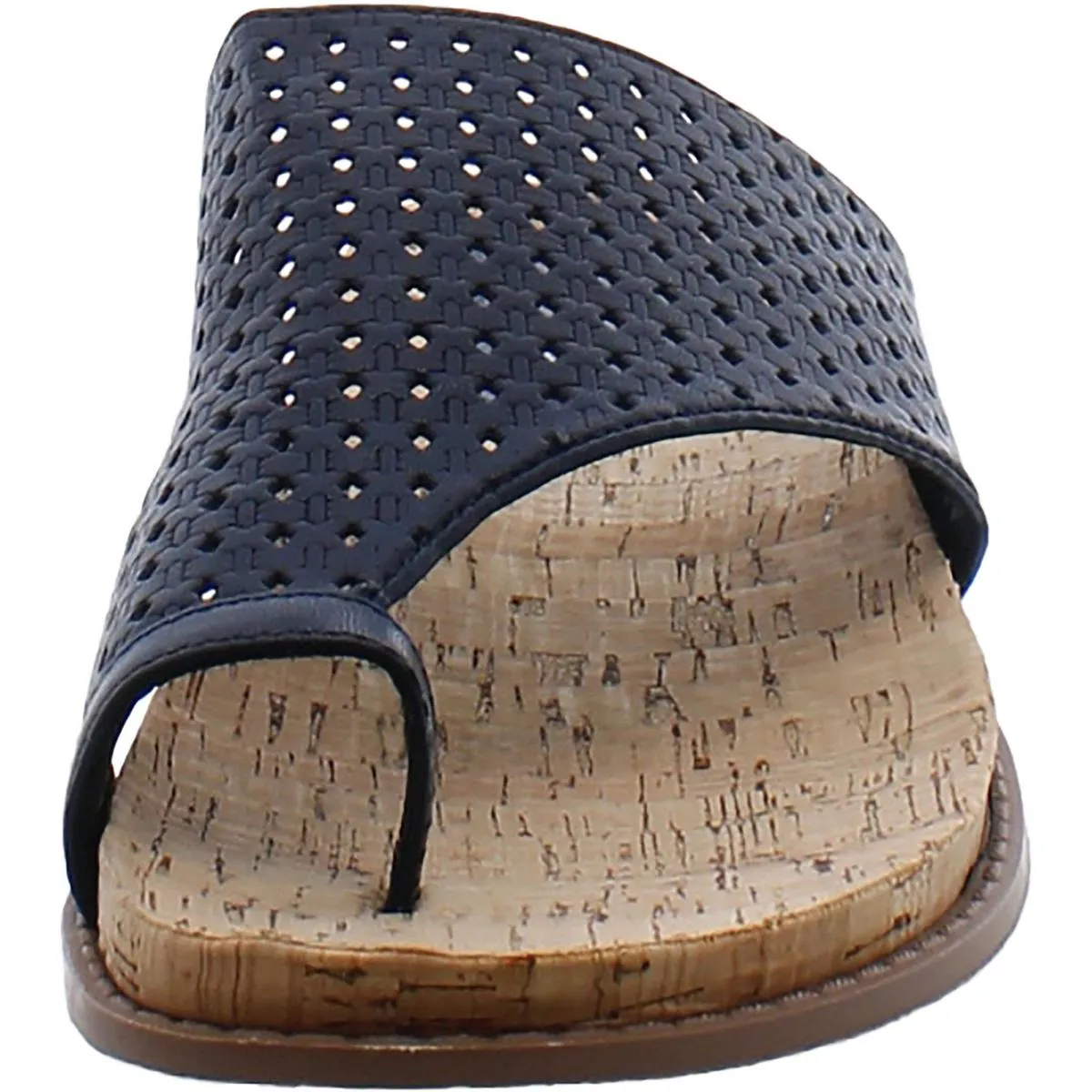 Baretraps Womens Dallyce Faux Leather Toe Ring Slide Sandals