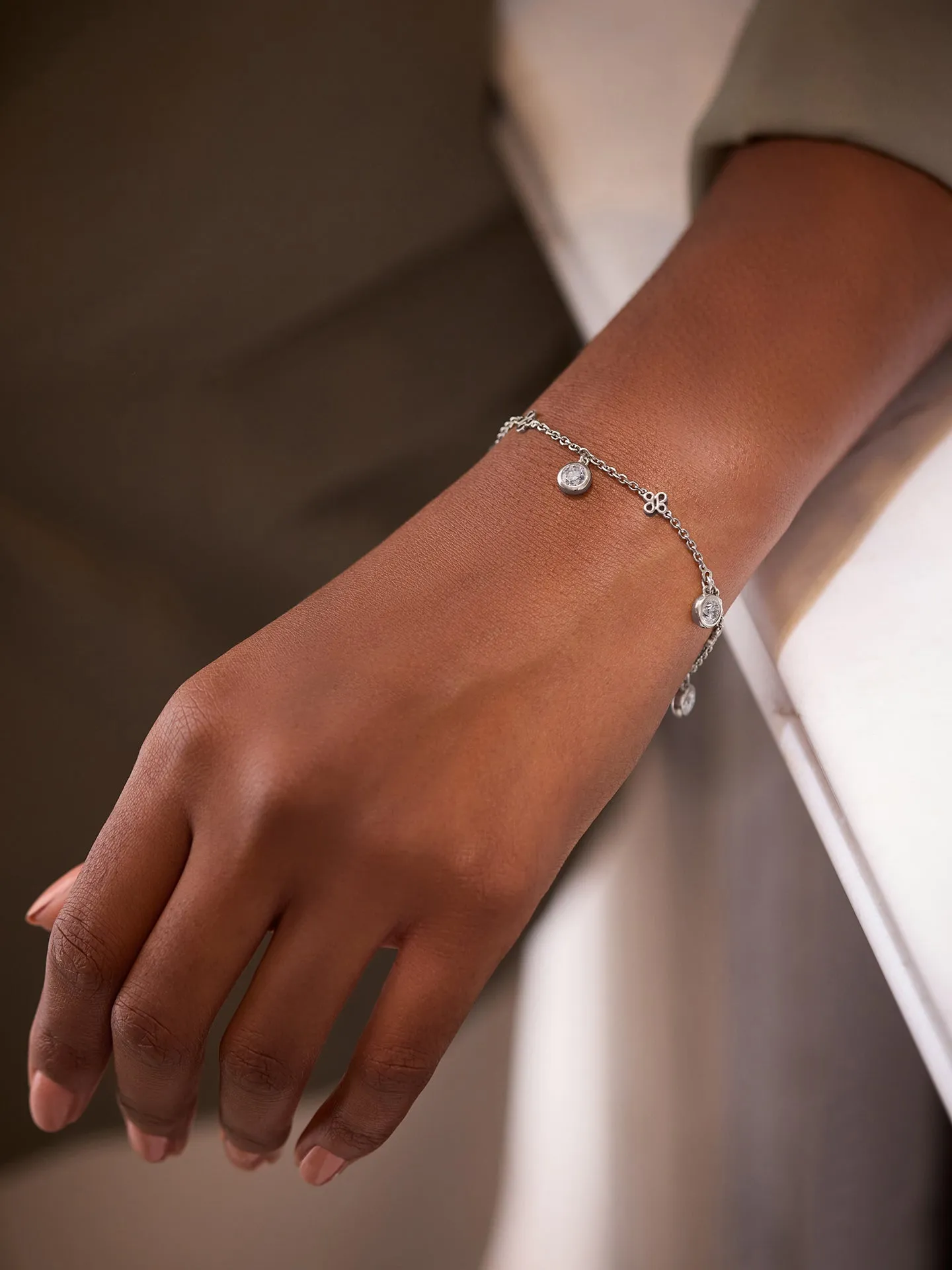 Beach Large Platinum Diamond Bracelet