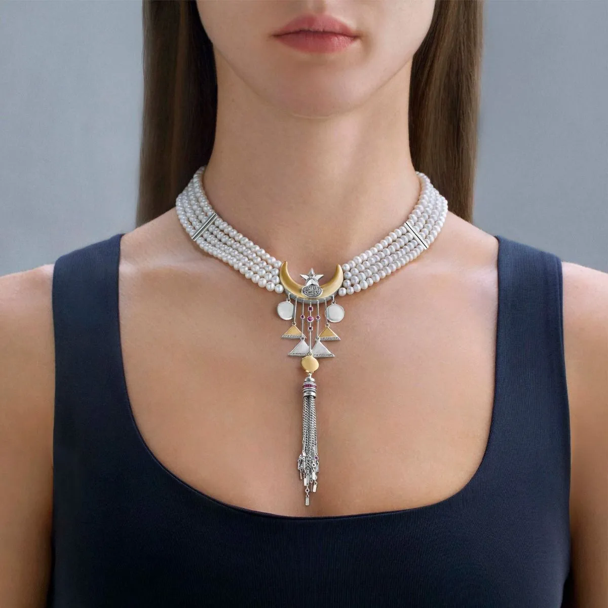 Beaded Crescent Necklace