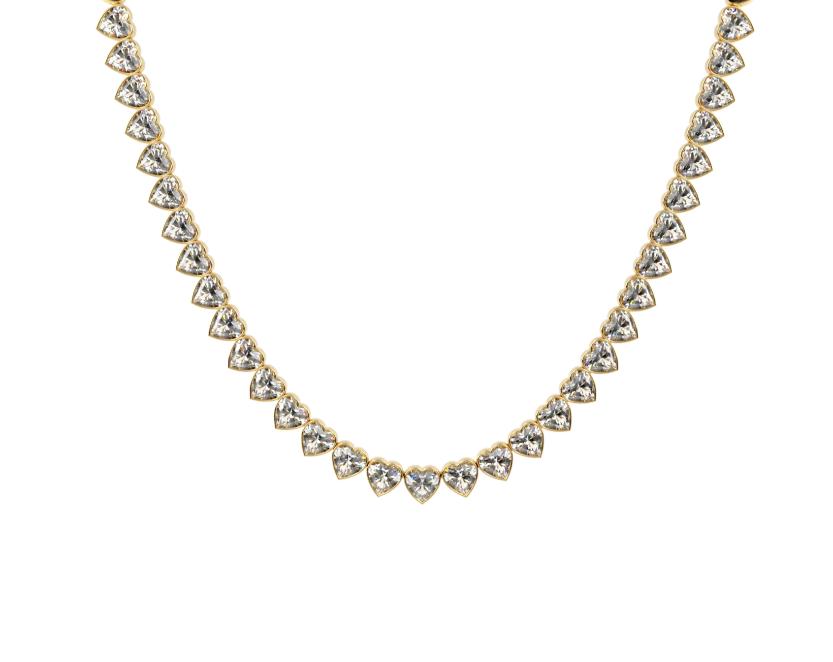 Bezel Heart Tennis Necklace