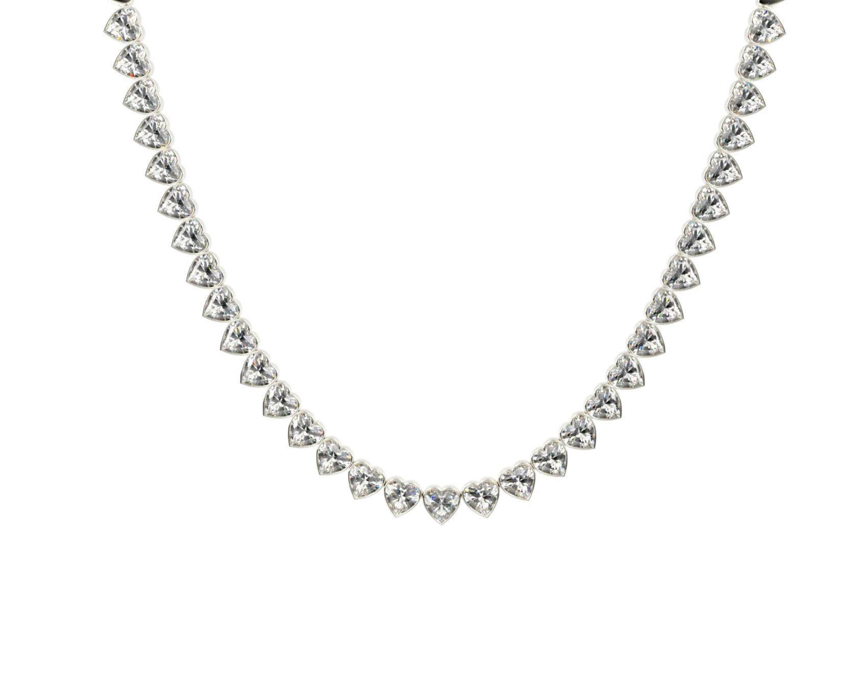 Bezel Heart Tennis Necklace