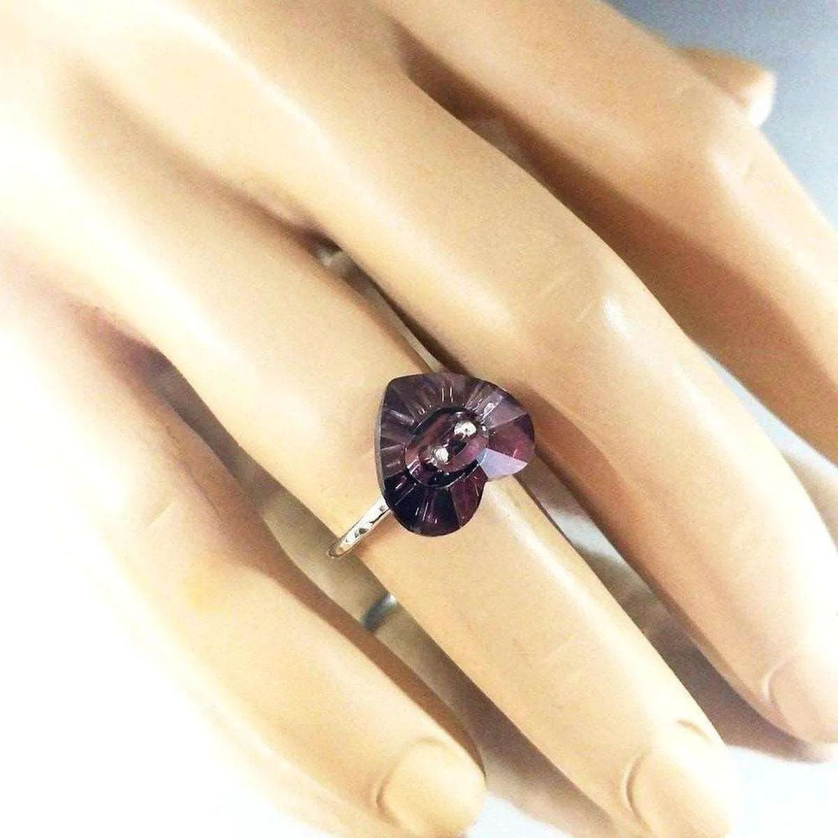 Big Girl Large Light Purple I LOVE YOU Heart Bling Ring