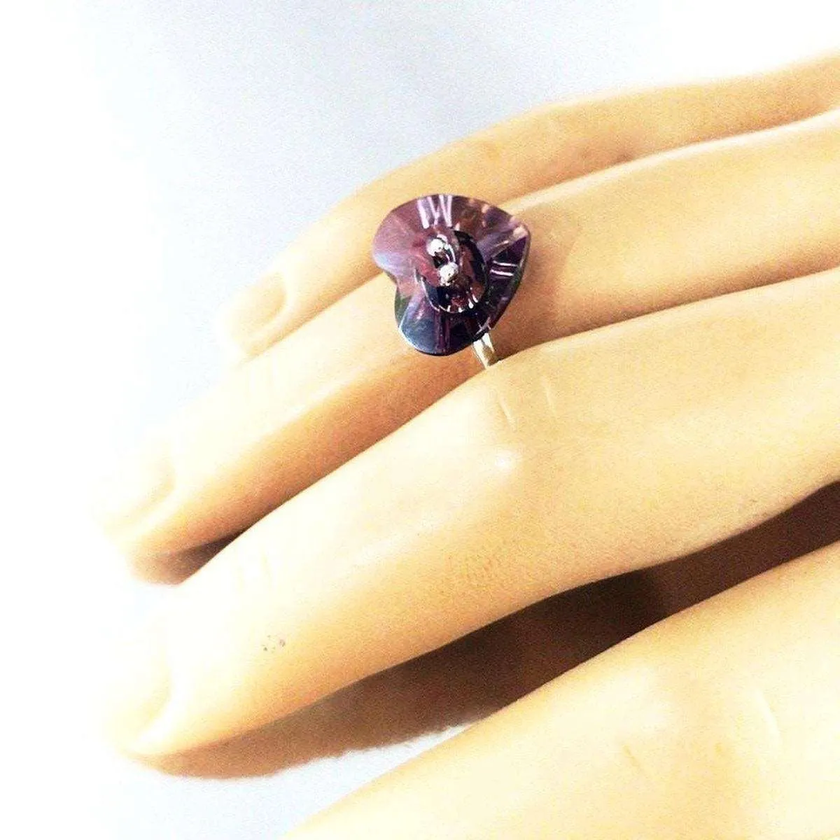 Big Girl Large Light Purple I LOVE YOU Heart Bling Ring