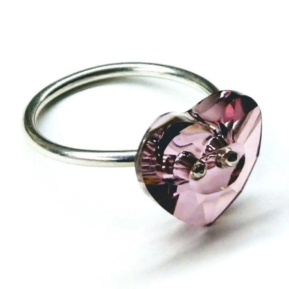 Big Girl Large Light Purple I LOVE YOU Heart Bling Ring