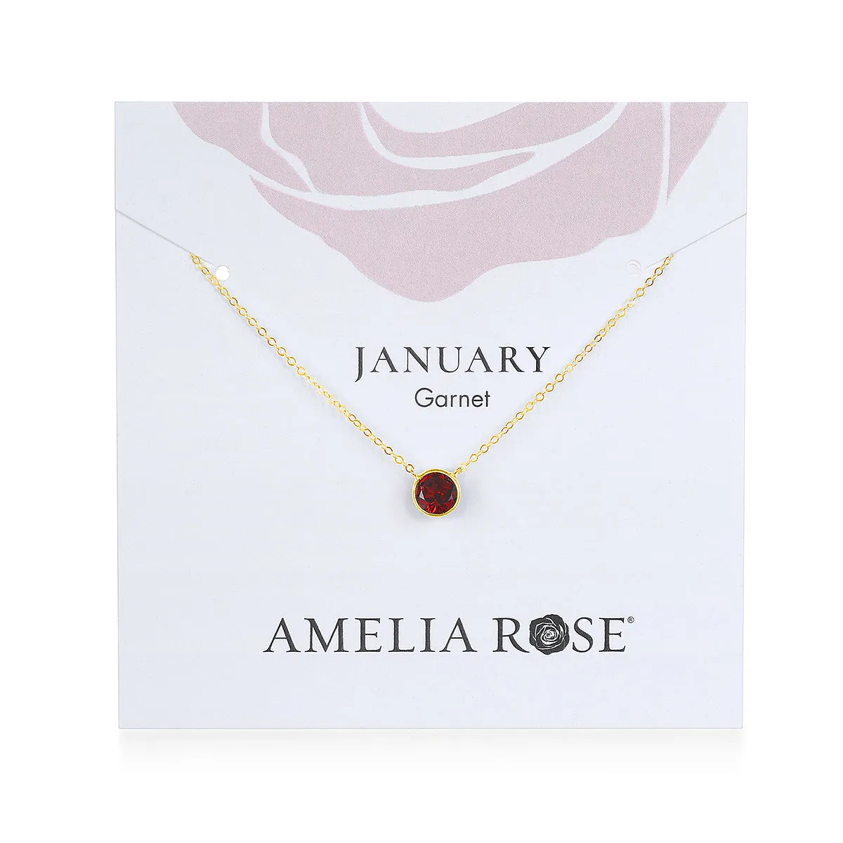 Birthstone Solitaire Necklace-January Garnet