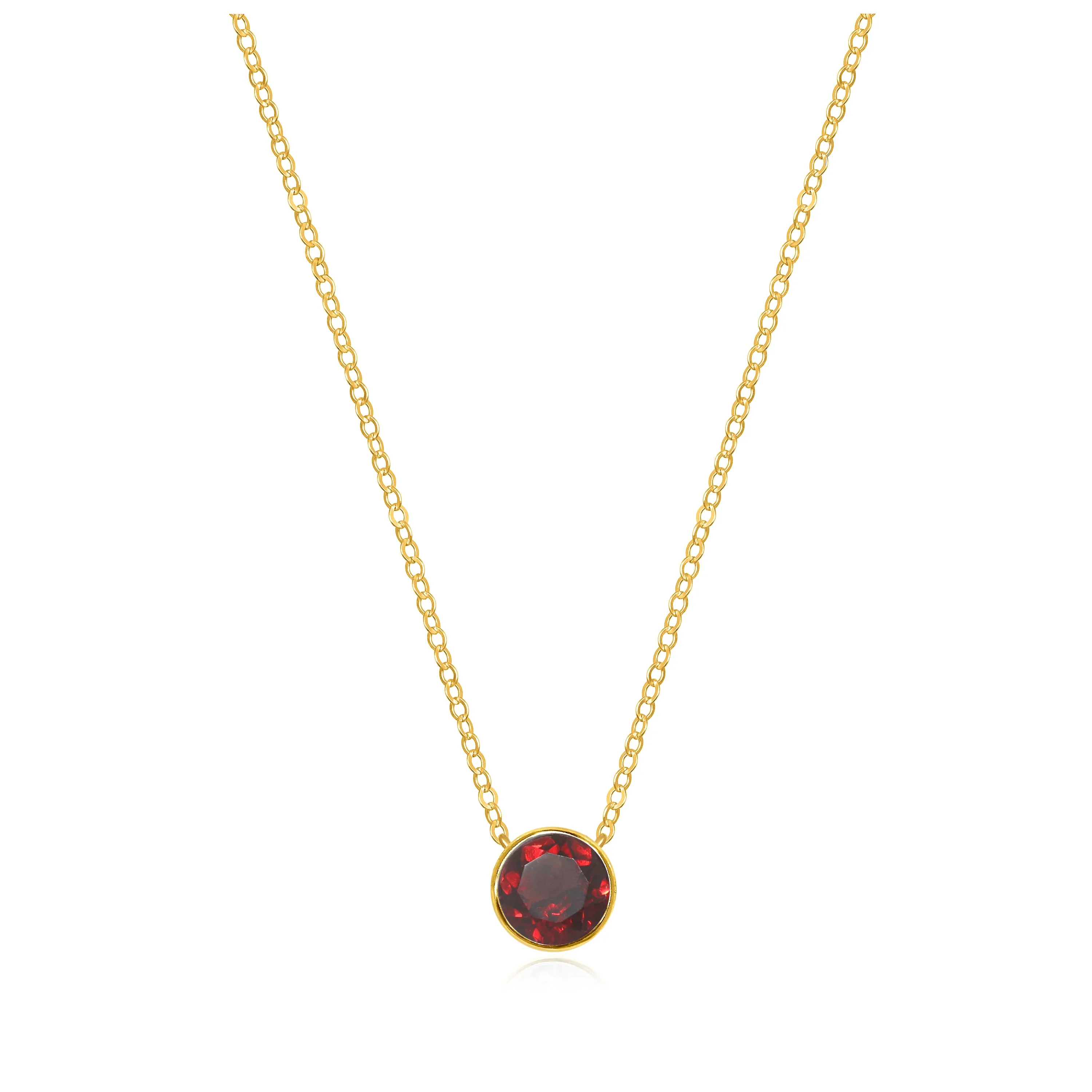 Birthstone Solitaire Necklace-January Garnet