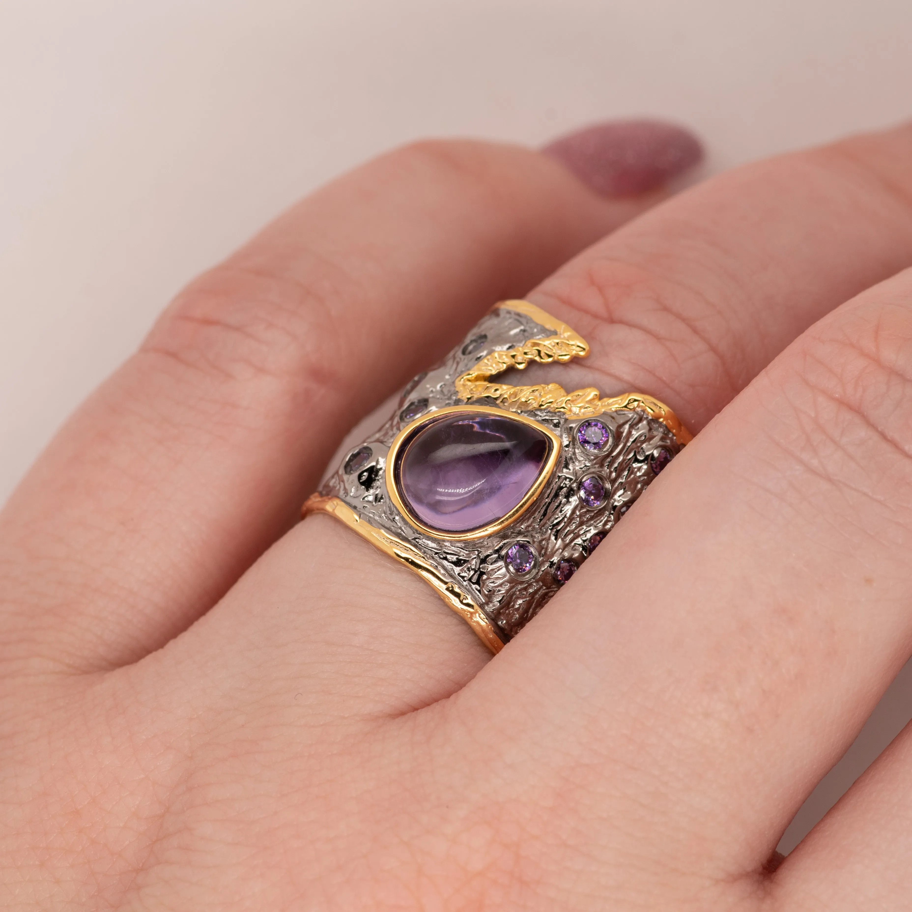 Bora Amethyst Ring in Sterling Silver