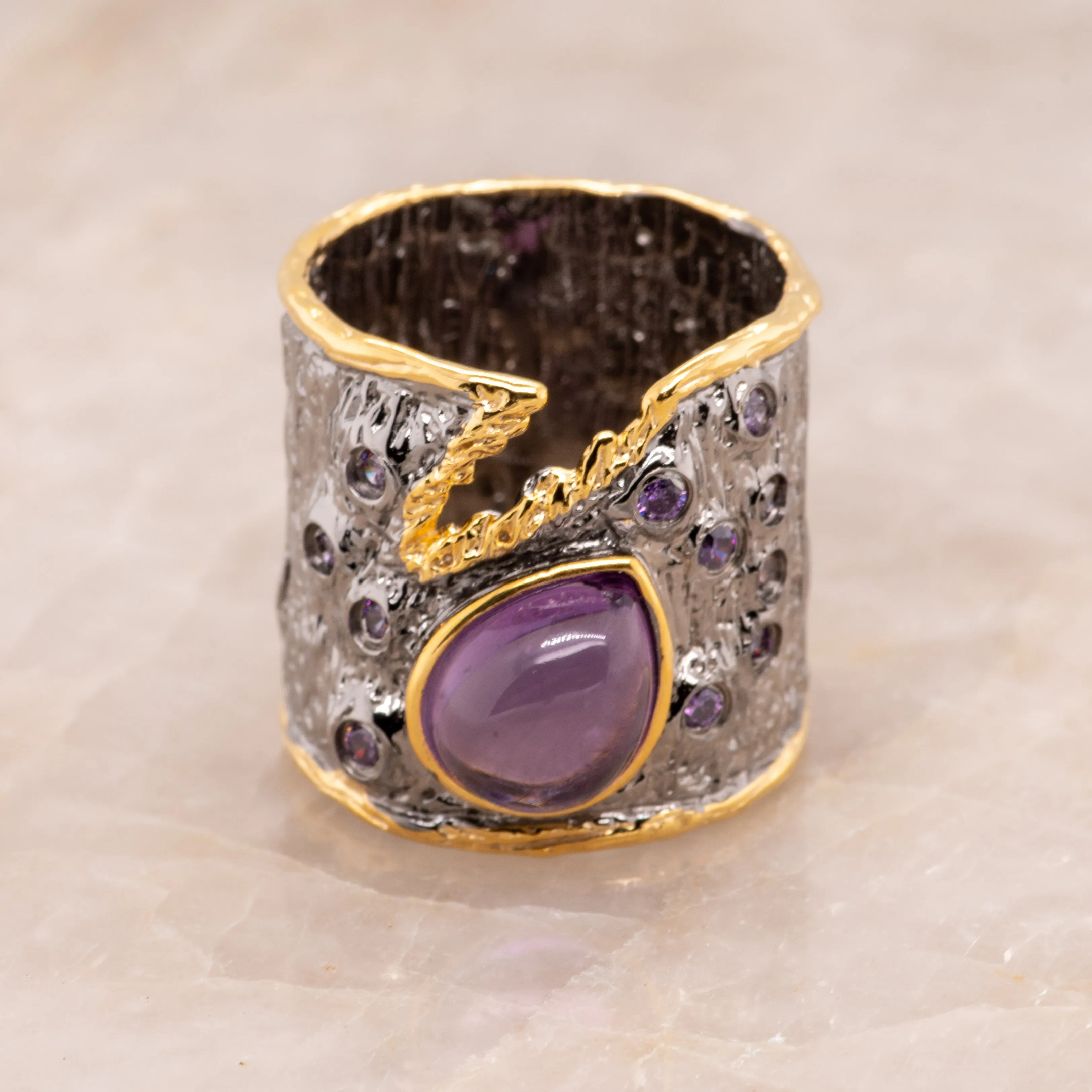 Bora Amethyst Ring in Sterling Silver
