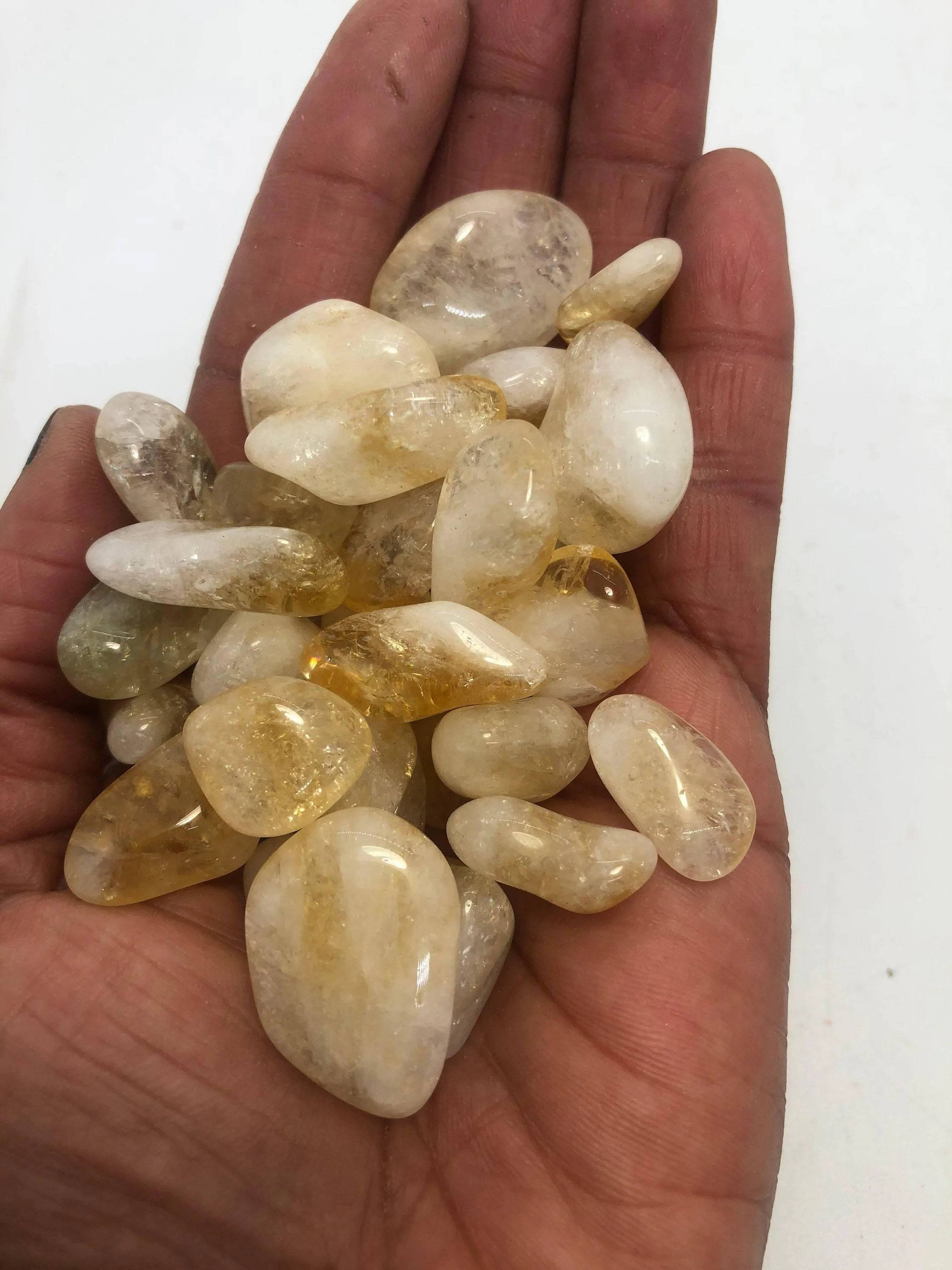 Brazilian Citrine .5-1-inch polished Trumble Stones Crystal 3 Stones