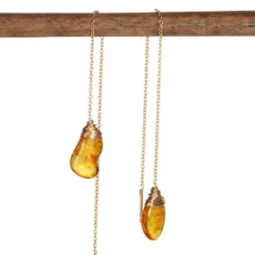 Camilla West Jewellery 'Reflected Sunlight' Yellow Amber Gold Fill Threader Earrings