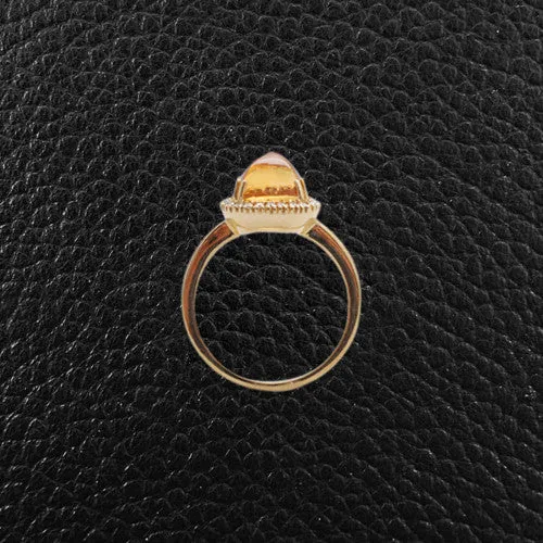 Carved Cabochon Citrine & Diamond Ring