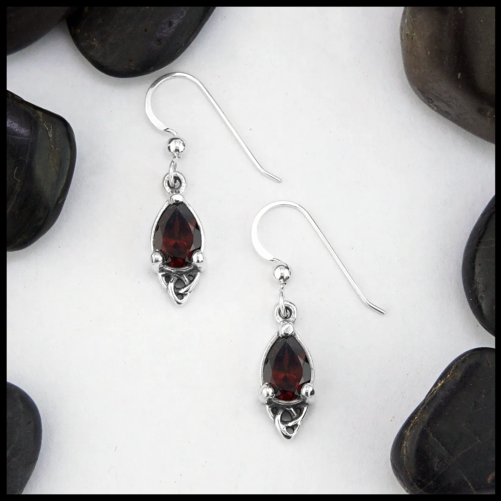 Celtic Goddess Earrings with Garnet
