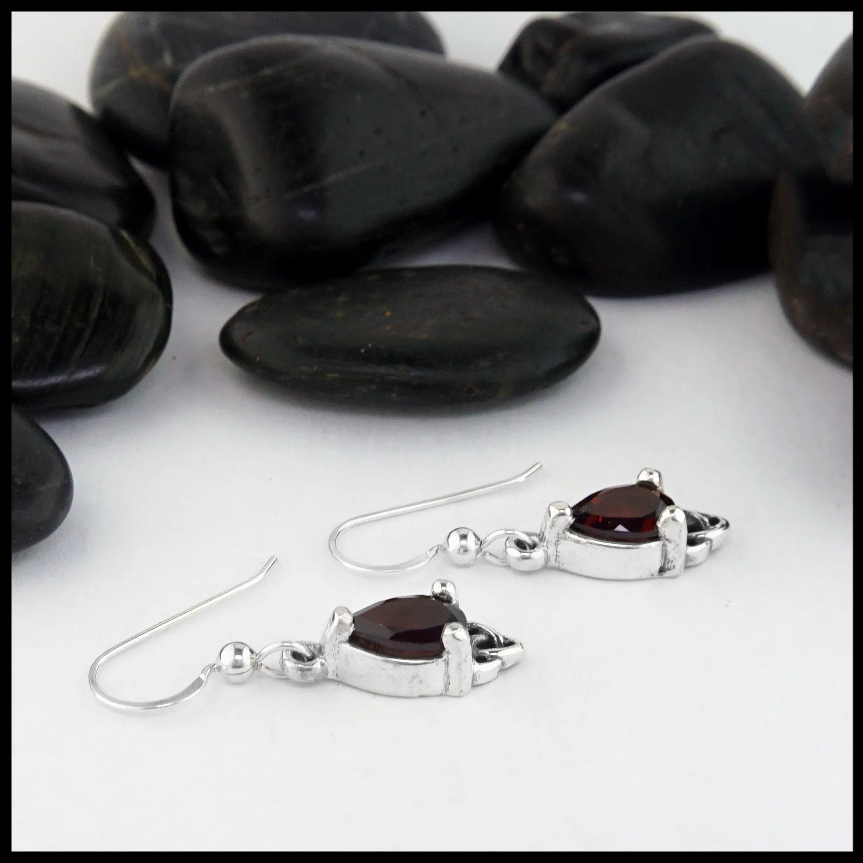 Celtic Goddess Earrings with Garnet