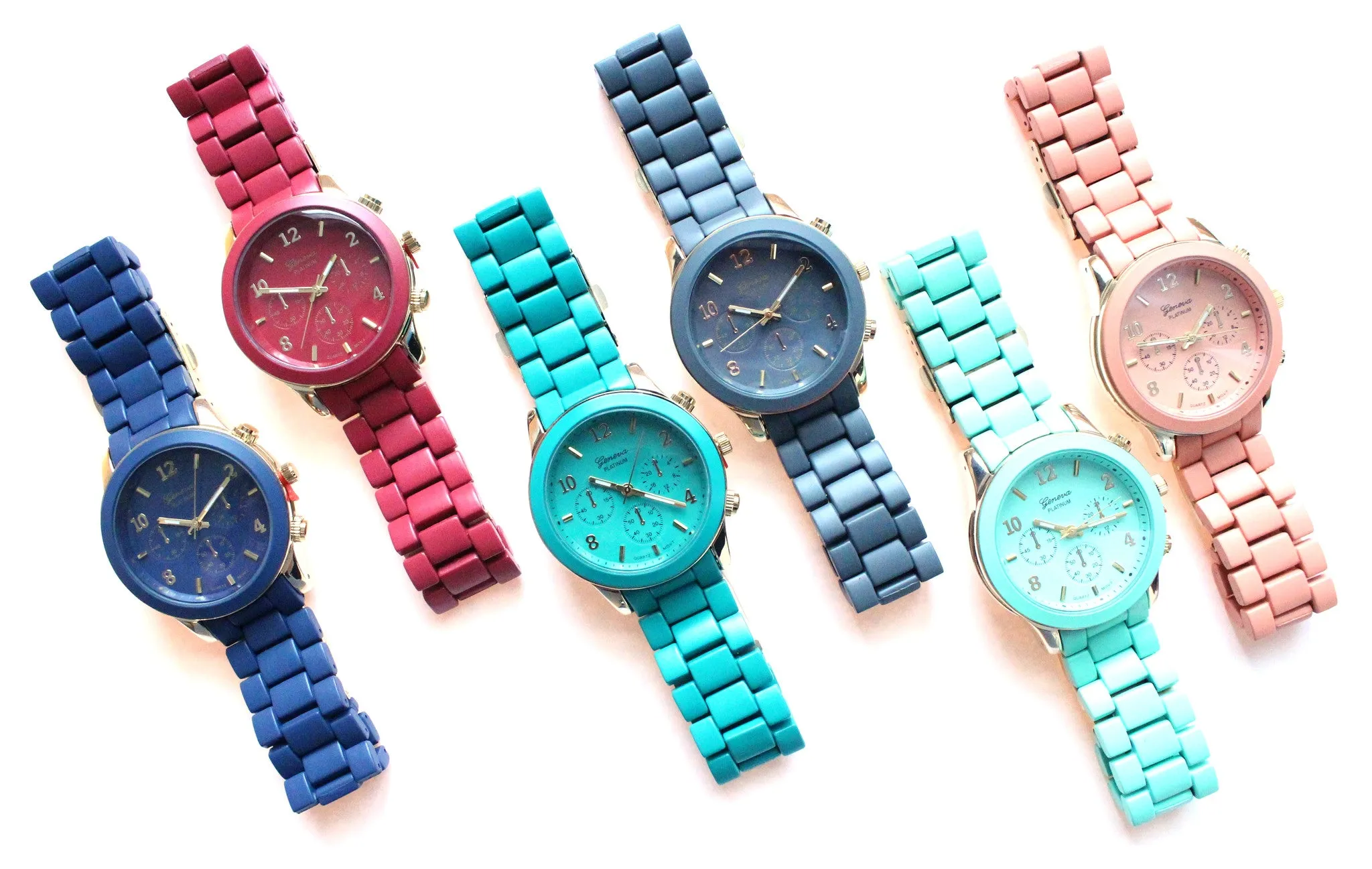 Ceramic Oversized Geneva Platinum Watch- Mint